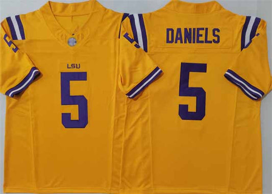 L.Tigers #5 Jayden Daniels Yellow F.U.S.E. Stitched American College Jerseys