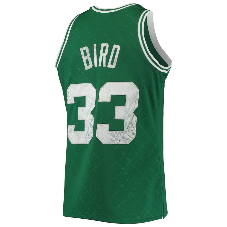 B.Celtics #33 Larry Bird Mitchell & Ness 1996-97 Hardwood Classics 75th Anniversary Diamond Swingman Jersey Kelly Green Stitched American Basketball Jersey