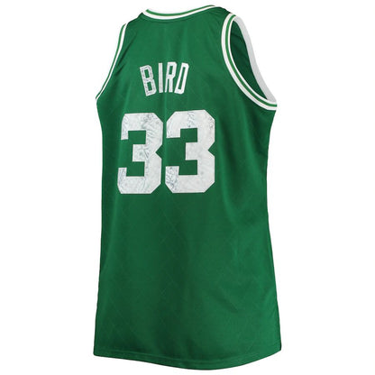 B.Celtics #33 Larry Bird Mitchell & Ness Big & Tall 1985-86 75th Anniversary Diamond Swingman Jersey Kelly Green Stitched American Basketball Jersey