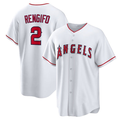 Los Angeles Angels #2 Luis Rengifo Home Replica Jersey - White Stitched Baseball Jersey
