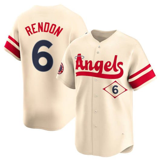 Los Angeles Angels #6 Anthony Rendon City Connect Limited Player Jersey - Cream Stitched Baseball Jersey