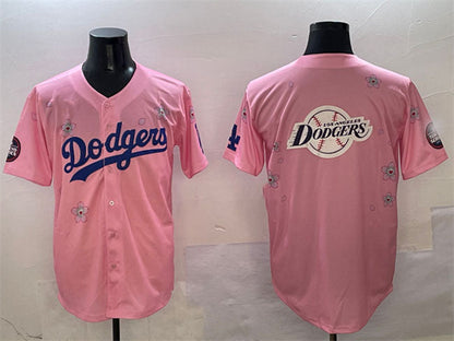 Los Angeles Dodgers Team Big Logo Pink 2025 Tokyo Series Limited Stitched Baseball Jersey