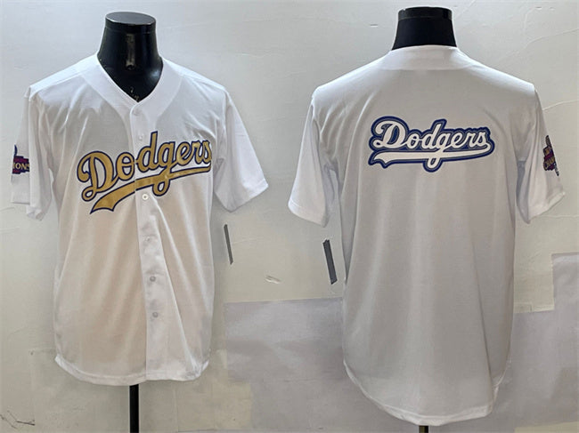 Los Angeles Dodgers Team Big Logo White 2025 Gold Collection Limited Stitched Baseball Jersey