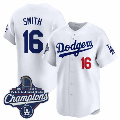 Los Angeles Dodgers #16 Will Smith White 2025 Champions Stitched Baseball Jersey