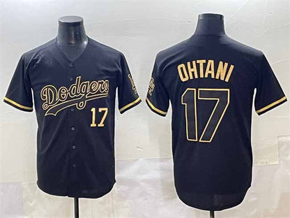Los Angeles Dodgers #17 Shohei Ohtani Black Gold Limited Stitched Baseball Jerseys