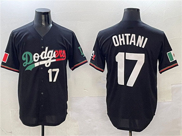 Los Angeles Dodgers #17 Shohei Ohtani Black Mexico Flag Limited Stitched Baseball Jersey