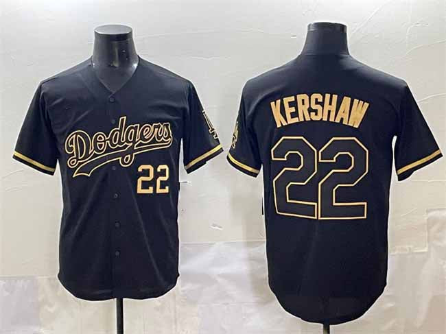 Los Angeles Dodgers #22 Clayton Kershaw Black Gold Limited Stitched Baseball Jerseys