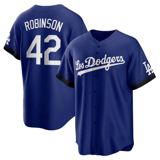 Los Angeles Dodgers #42 Jackie Robinson City Connect Replica Player Jersey - Royal Stitched Baseball Jersey