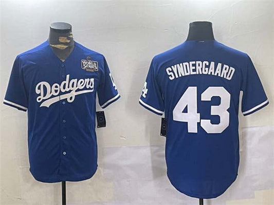 Los Angeles Dodgers #43 Noah Syndergaard Royal 2024 World Series Cool Base Stitched Baseball Jersey