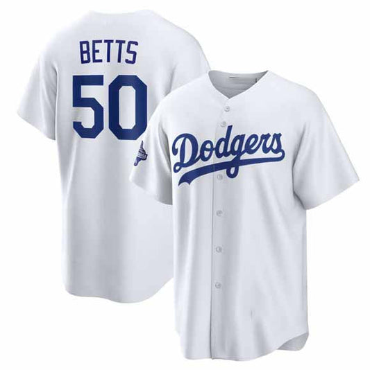 Los Angeles Dodgers #50 Mookie Betts White 2025 World Series Champions Stitched Baseball Jersey