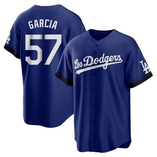 Los Angeles Dodgers #57 Luis Garcia Royal City Connect Cool Base With Patch Stitched Baseball Jersey