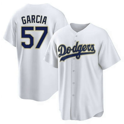Los Angeles Dodgers #57 Luis Garcia White Gold Cool Base Stitched Baseball Jersey