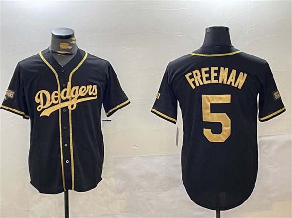 Los Angeles Dodgers #5 Freddie Freeman Black Gold 2024 World Series Champions Limited Stitched Baseball Jersey