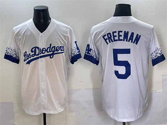 Los Angeles Dodgers #5 Freddie Freeman White City Connect Cool Base Stitched Baseball Jersey