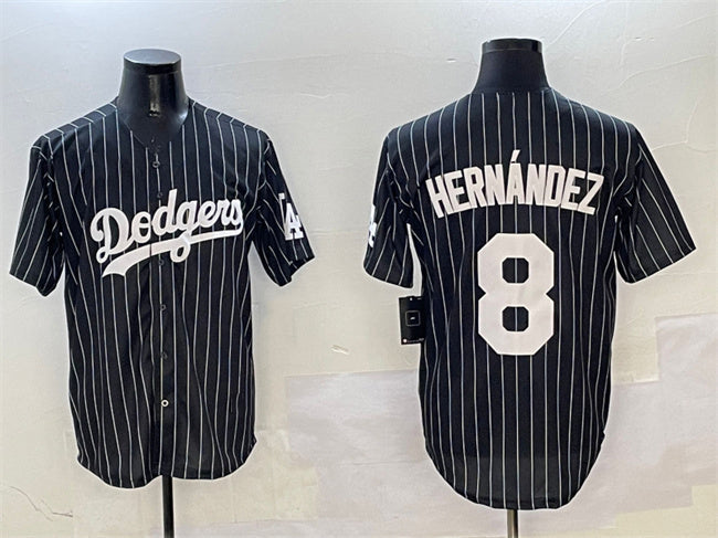 Los Angeles Dodgers #8 Enrique Hern¨¢ndez Black Cool Base Stitched Baseball Jersey