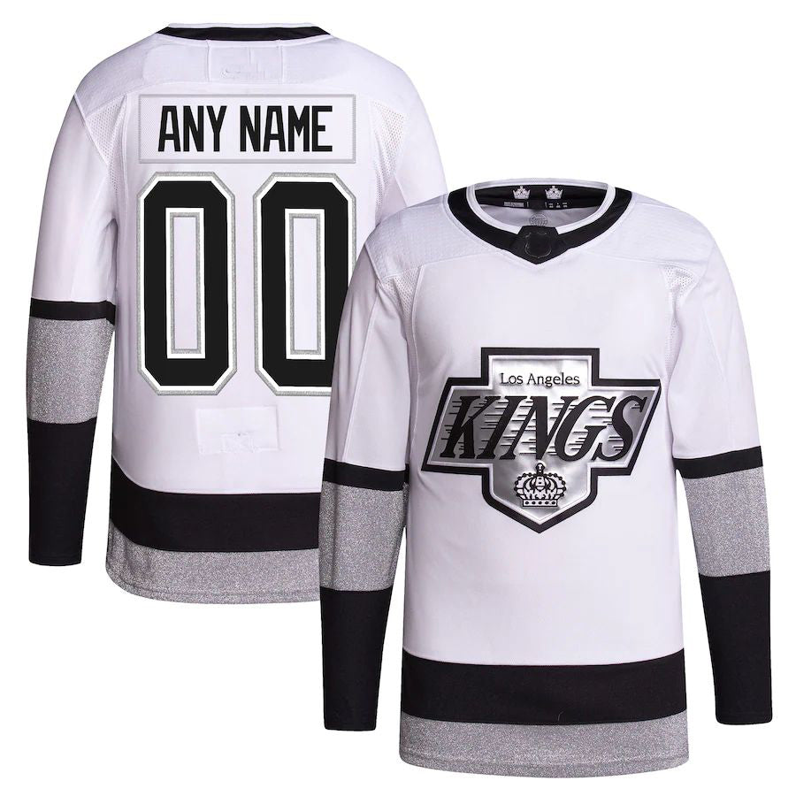 Custom LA.Kings 2021-22 Alternate Primegreen Authentic Pro Jersey White Stitched American Hockey Jerseys CROVYIE