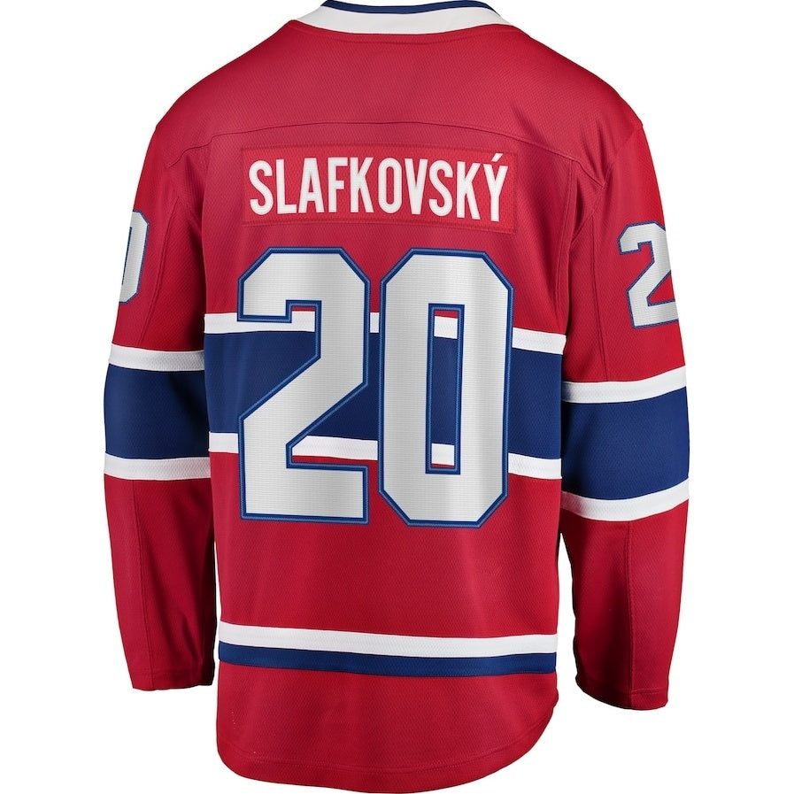M.Canadiens #20 Juraj Slafkovsky Fanatics Home Premier Breakaway Player Jersey - Red Stitched American Hockey Jerseys CROVYIE