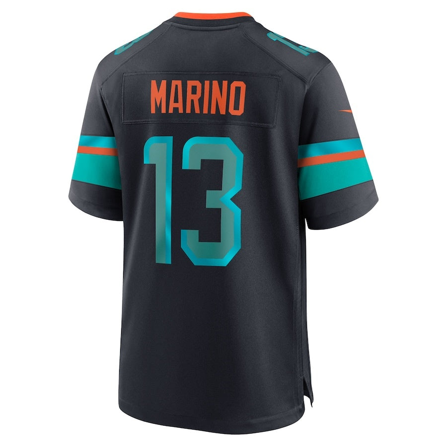 M.Dolphins #13 Dan Marino 2025 Rivalries Collection Retired Player Game Jersey-Nery - Pitch Blue Stitched American Football Jersey-Nerys