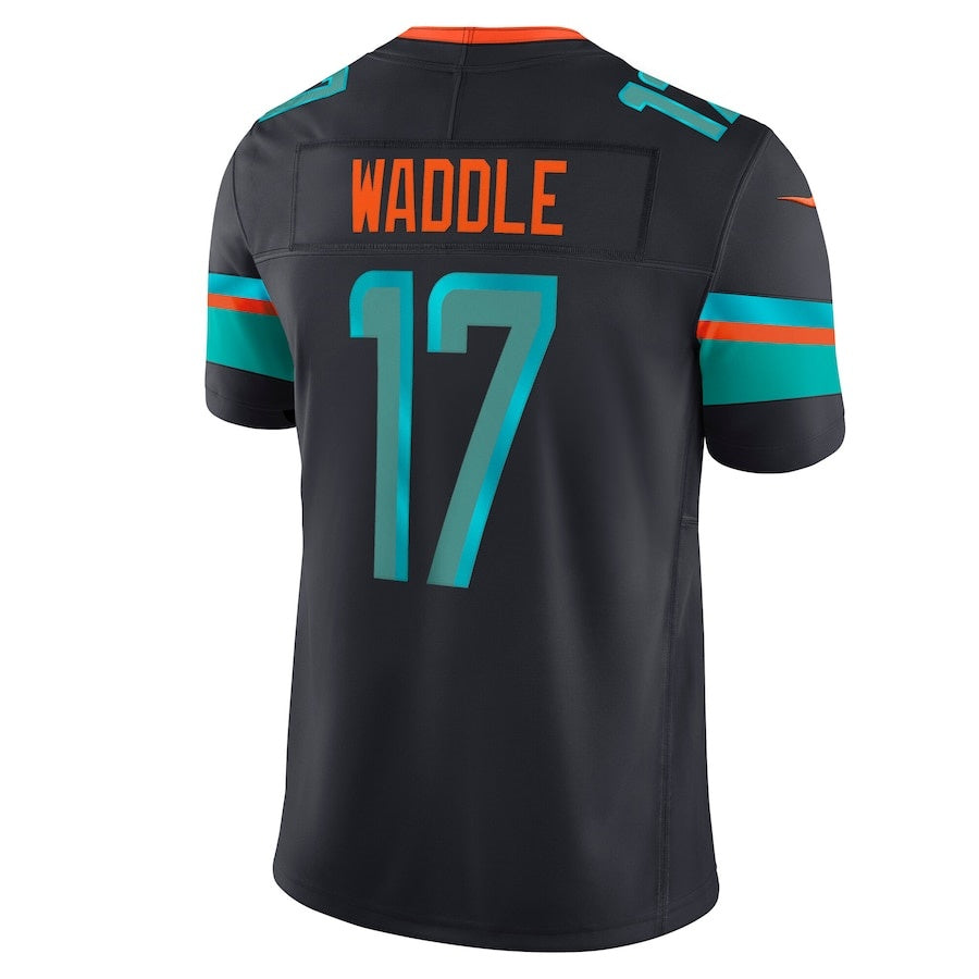 M.Dolphins #17 Jaylen Waddle 2025 Rivalries Collection Limited Jersey-Nery - Pitch Blue Stitched American Football Jersey-Nerys