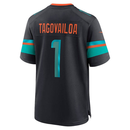 M.Dolphins #1 Tua Tagovailoa 2025 Rivalries Collection Game Jersey-Nery - Pitch Blue Stitched American Football Jersey-Nerys