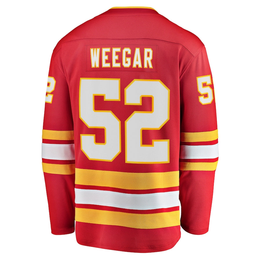 C.Flames #52 MacKenzie Weegar Fanatics Branded Home Breakaway Player Jersey Red Stitched American Hockey Jerseys CROVYIE
