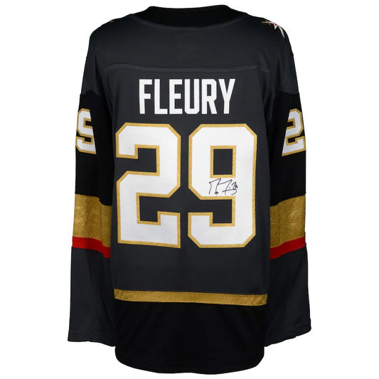 V.Golden Knights #29 Marc-Andre Fleury Fanatics Authentic Autographed Black Breakaway Jersey Stitched American Hockey Jerseys CROVYIE