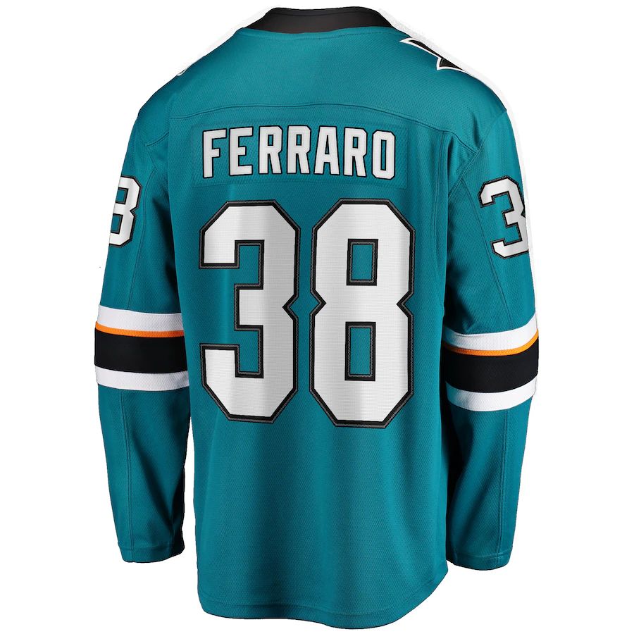 SJ.Sharks #38 Mario Ferraro Fanatics Branded Replica Player Jersey Teal Stitched American Hockey Jerseys CROVYIE