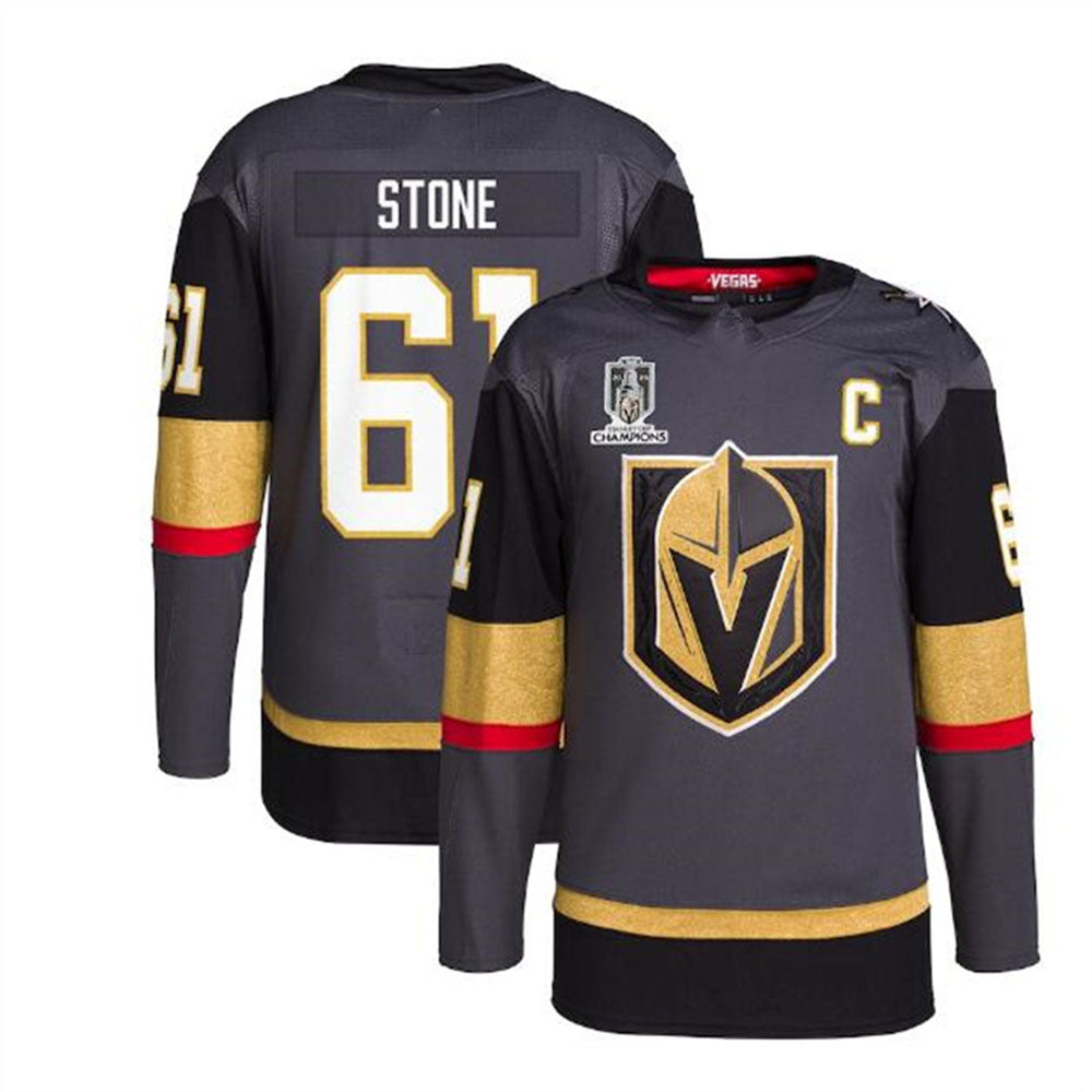 V.Golden Knights #61 Mark Stone 2023 Stanley Cup Champions Authentic Alternate Player Jersey - Gray Hockey Jerseys CROVYIE