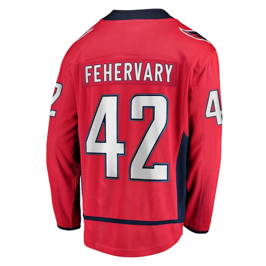 W.Capitals #42 Martin Fehervary  Fanatics Branded Home Breakaway Player Jersey Red Stitched American Hockey Jerseys CROVYIE