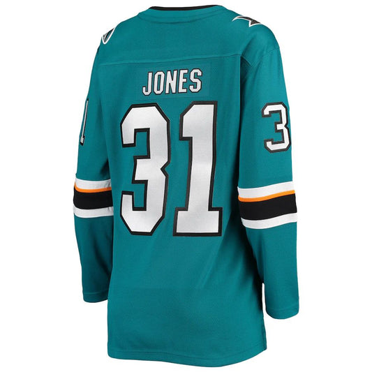 SJ.Sharks #31 Martin Jones Fanatics Branded Breakaway Home Team Player Jersey  Teal Stitched American Hockey Jerseys CROVYIE