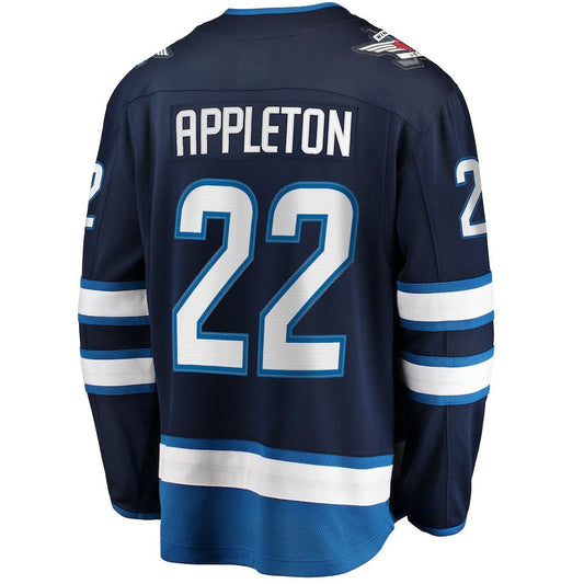 W.Jets #22 Mason Appleton Fanatics Branded Home Breakaway Jersey  Navy Stitched American Hockey Jerseys CROVYIE