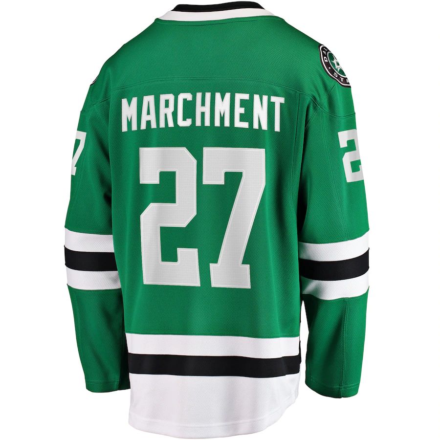 D.Stars #27 Mason Marchment Fanatics Branded Home Breakaway Player Jersey Kelly Green Stitched American Hockey Jerseys CROVYIE
