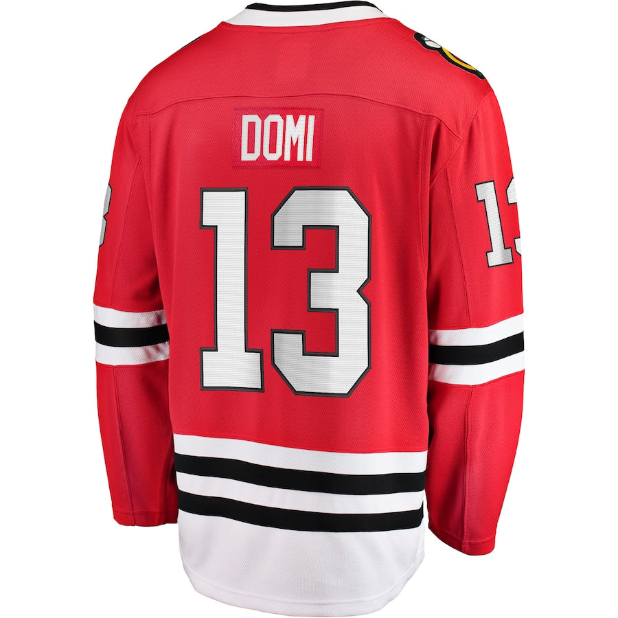 C.Blackhawks #13 Max Domi Fanatics Branded Home Breakaway Player Jersey Red Stitched American Hockey Jerseys CROVYIE