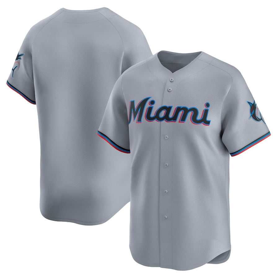 Miami Marlins Road Limited Jersey ¨C Gray Stitched Baseball Jersey