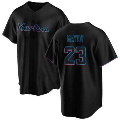 Miami Marlins #23 Max Meyer Black Cool Base Stitched Baseball Jersey