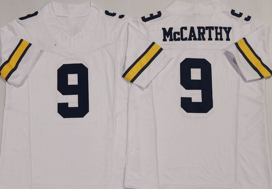 M.Wolverines #9 J.J. McCarthy White 2024 F.U.S.E. Stitched Football American College Jerseys