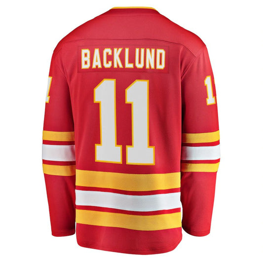 C.Flames #11 Mikael Backlund Fanatics Branded Home Breakaway Player Jersey Red Stitched American Hockey Jerseys CROVYIE