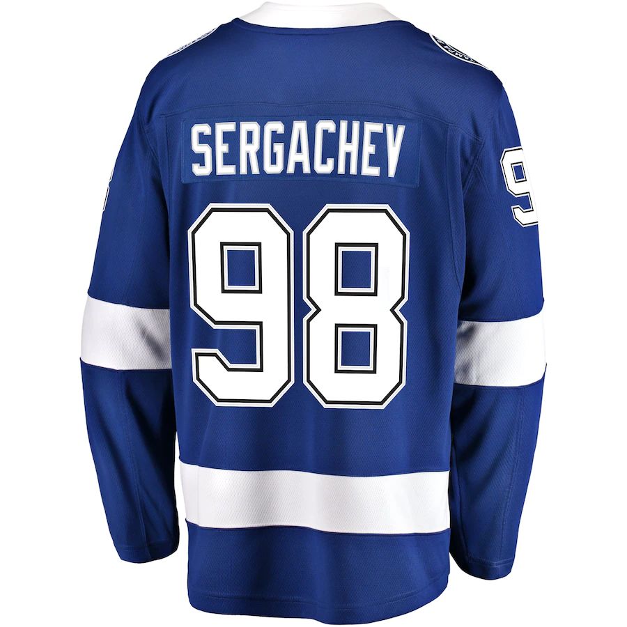 TB.Lightning #98 Mikhail Sergachev Fanatics Branded Home Breakaway Player Jersey Blue Stitched American Hockey Jerseys CROVYIE