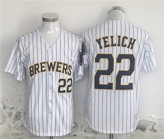 Milwaukee Brewers #22 Christian Yelich White Alternate Limited Stitched Baseball Jersey