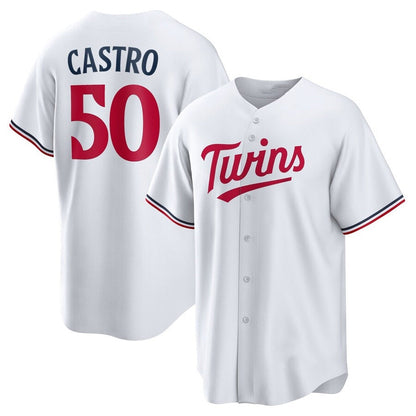 Minnesota Twins #50 Willi Castro Home Replica Jersey - White Stitched Baseball Jersey