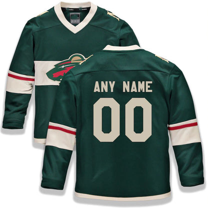Custom M.Wild Fanatics Branded Home Replica Jersey Green Stitched American Hockey Jerseys CROVYIE