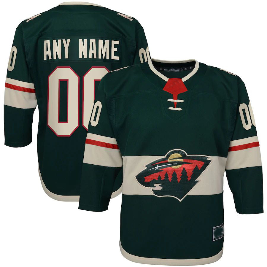 Custom M.Wild Home Premier Jersey Green Stitched American Hockey Jerseys CROVYIE
