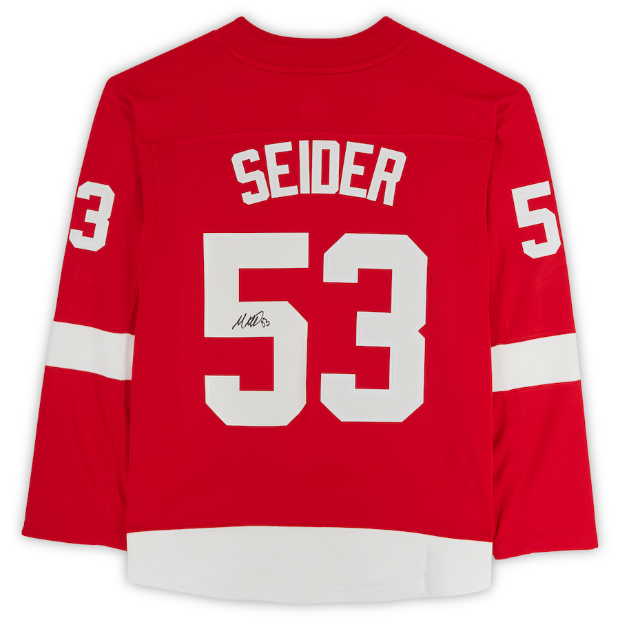 D.Red Wings #53 Moritz Seider Fanatics Authentic Autographed Fanatics Breakaway Jersey  Red Stitched American Hockey Jerseys CROVYIE