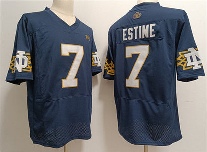 N.Dame Fighting Irish #7 Audric Estim¡§| Navy With Name Limited Stitched Jersey College Jerseys