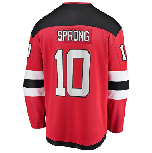 NJ.Devils #10 Daniel Sprong Fanatics Home Breakaway Jersey - Red Stitched American Hockey Jerseys CROVYIE