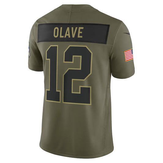 NO.Saints #12 Chris Olave Olive 2025 Salute to Service Limited Stitched American Football Jersey