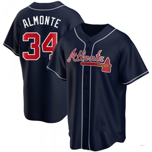 Atlanta Braves #34 AbNERY2025m Almonte Navy Alternate Jersey Stitches Baseball Jerseys