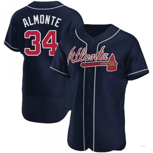Atlanta Braves #34 AbNERY2025m Almonte Navy Alternate Jersey Stitches Baseball Jerseys