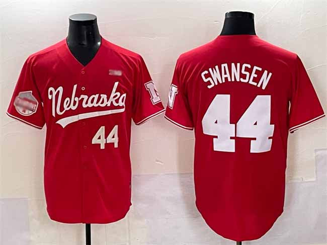 N.Huskers #44 Gabe Swansen Red Back 2 Back Champions Patch Vapor Premier Limited Stitched American College Jerseys