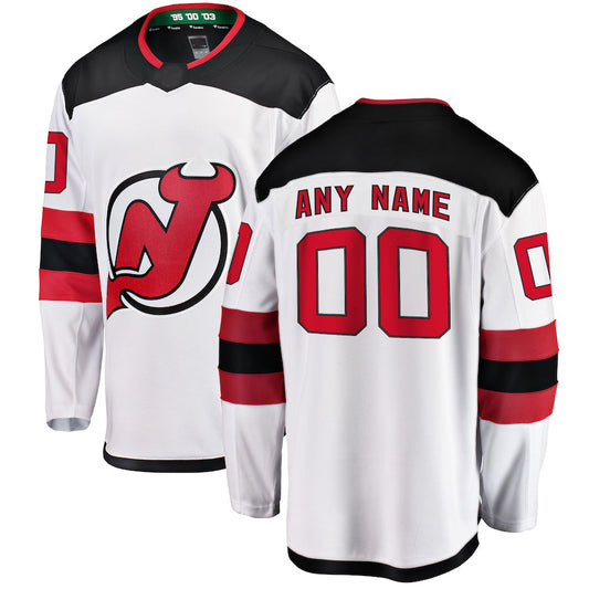 Custom NJ.Devils Fanatics Branded Away Breakaway White Stitched American Hockey Jerseys CROVYIE